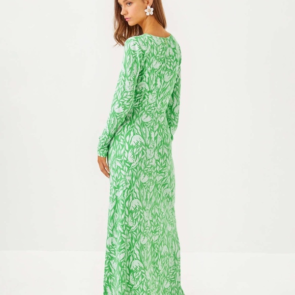 NWOT LILLY PULITZER Tilli Maxi Dress Fauna Green Tulip To Tango - Picture 3 of 5